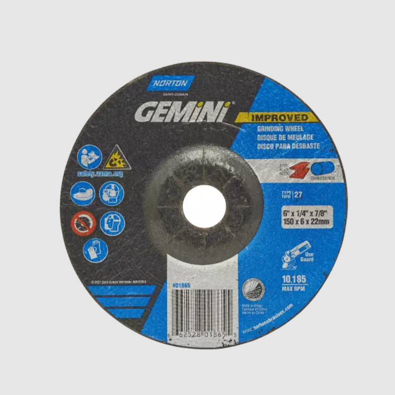 Norton Gemini 6" x 1/4" x 7/8" 24G AO Type 27 Grinding Wheel from GME Supply